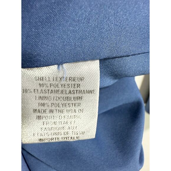 Milly Nicole Dress Blue Italian Crepe Bell Sleeve Shift V-Neck Sz 4 - Picture 11 of 12